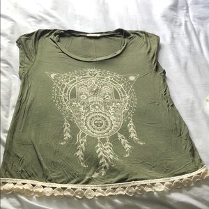 Olive green hamsa shirt